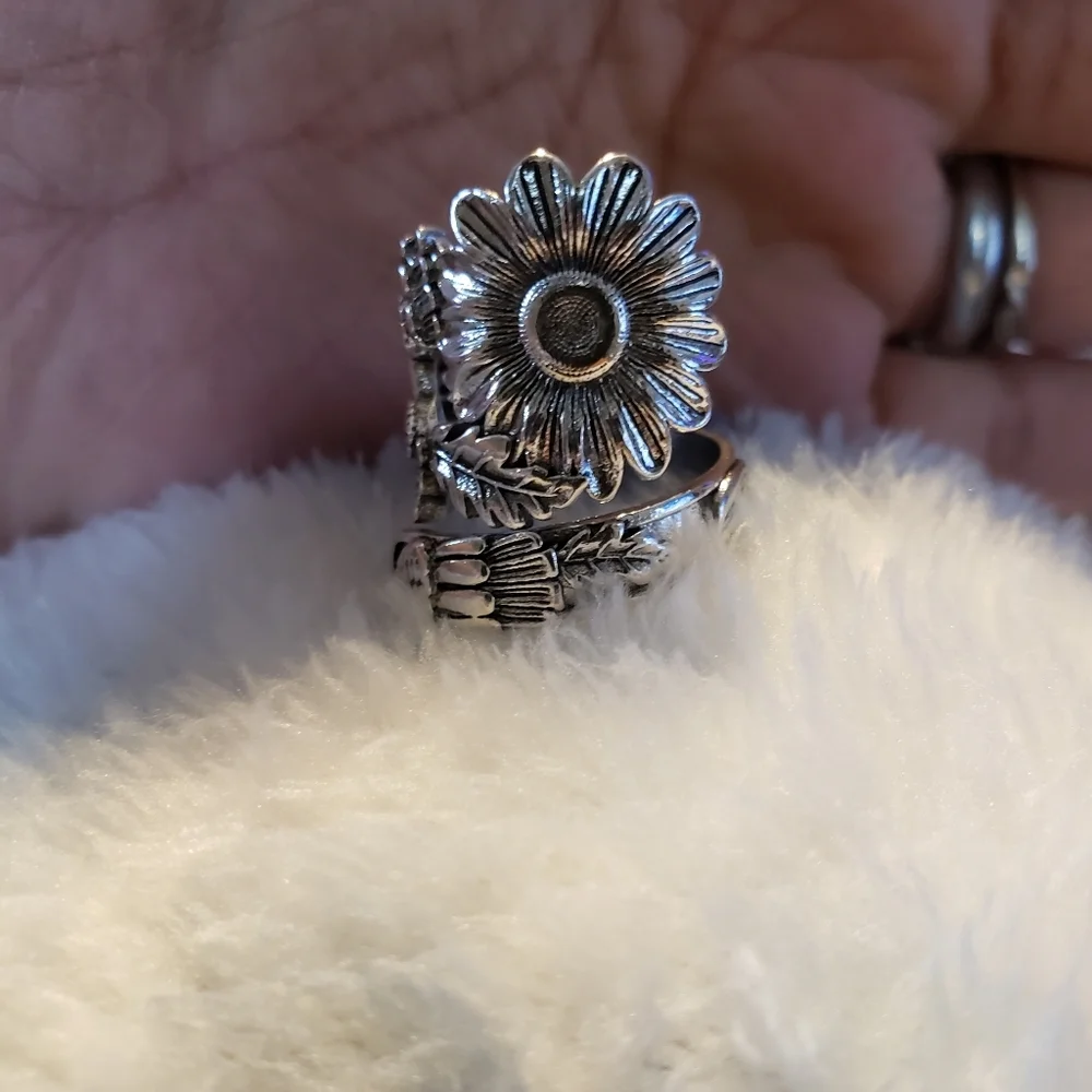 💥Sunflower Spoon Ring Silver Plated